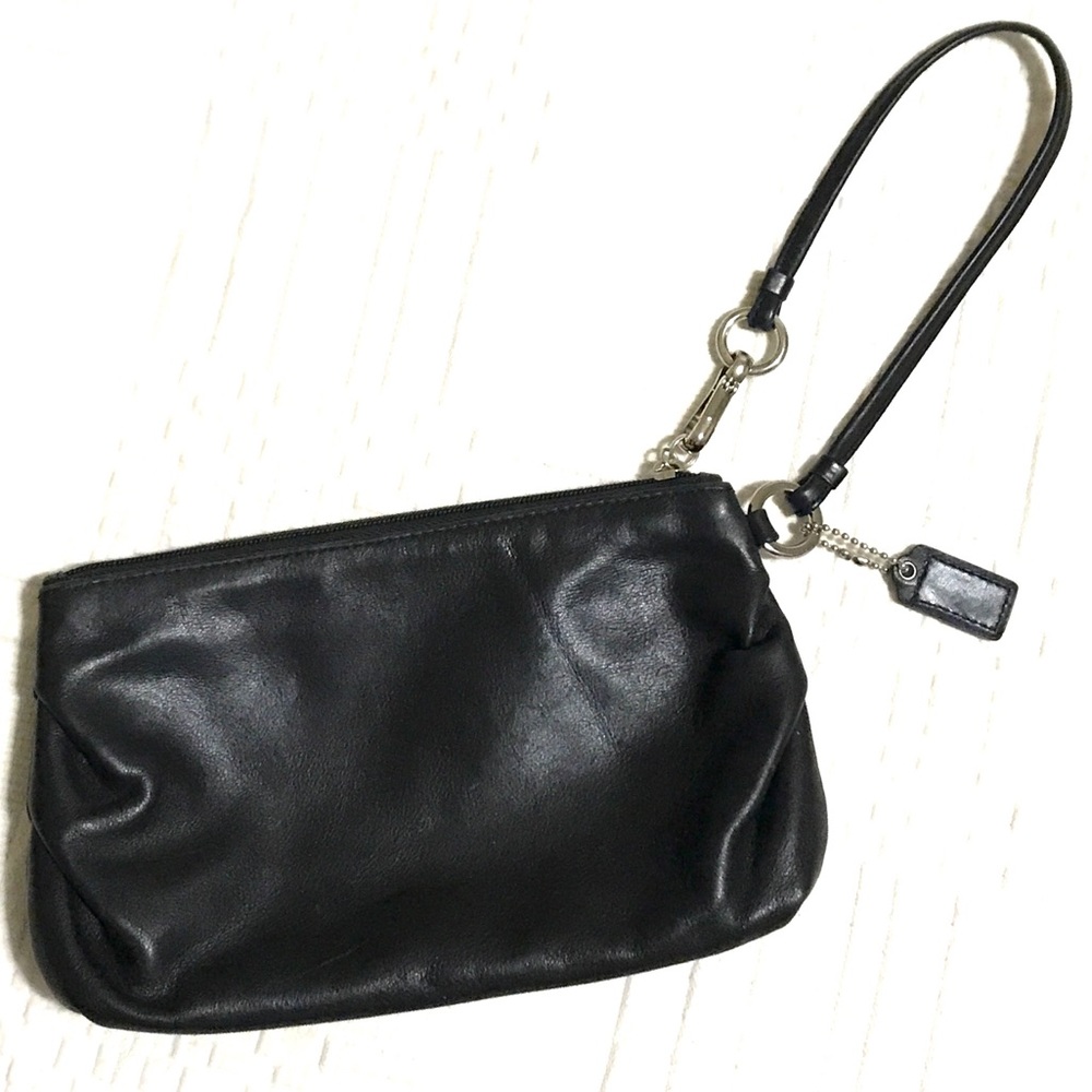 Coach Leather Wristlet, Black